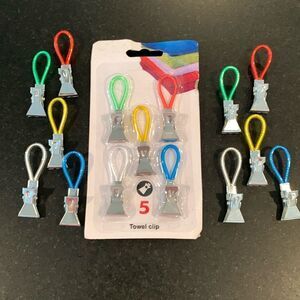 15 Towel Hanging Clips Clothespins Towel Markers Kitchen Bathroom Set Lot NEW